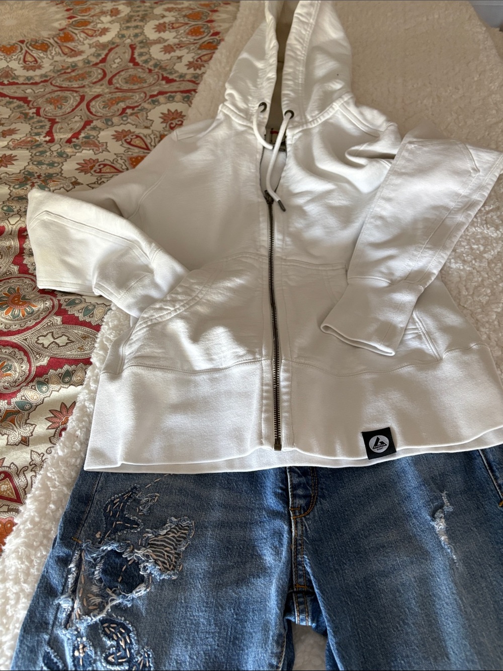 American Giant off  White Women's Zip Hoodie w/ Logo nice year round weight - Picture 5 of 9